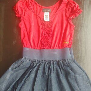 Guess girls red/denim dress size 7/8